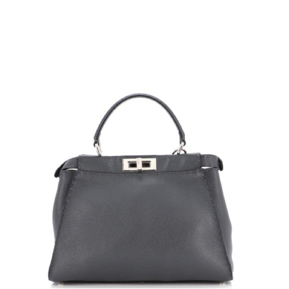 Fendi Grey Selleria Leather Peekaboo Shoulder Bag - Picture 2 of 11